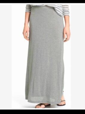 Eileen fisher maxi skirt L large gray gray jersey silk cotton